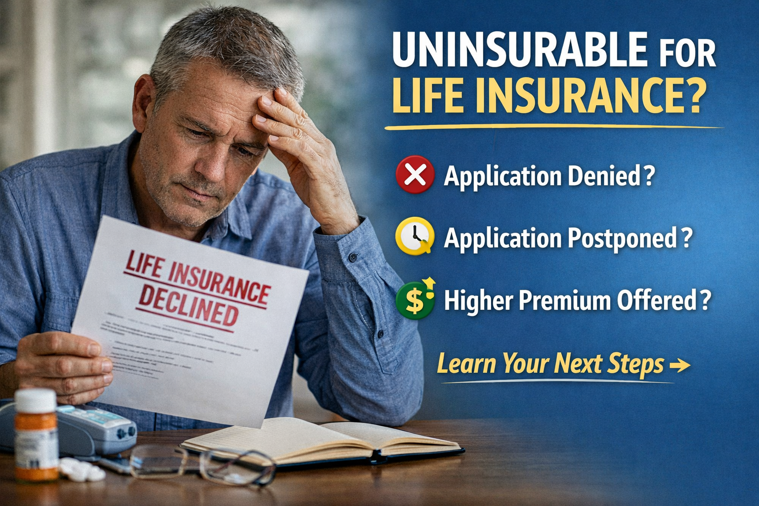 uninsurable for life insurance denial reasons and options