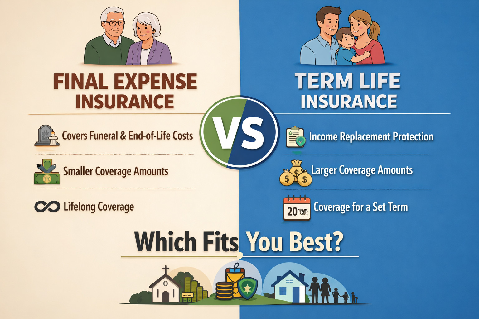final expense vs term life insurance comparison for burial costs and family protection