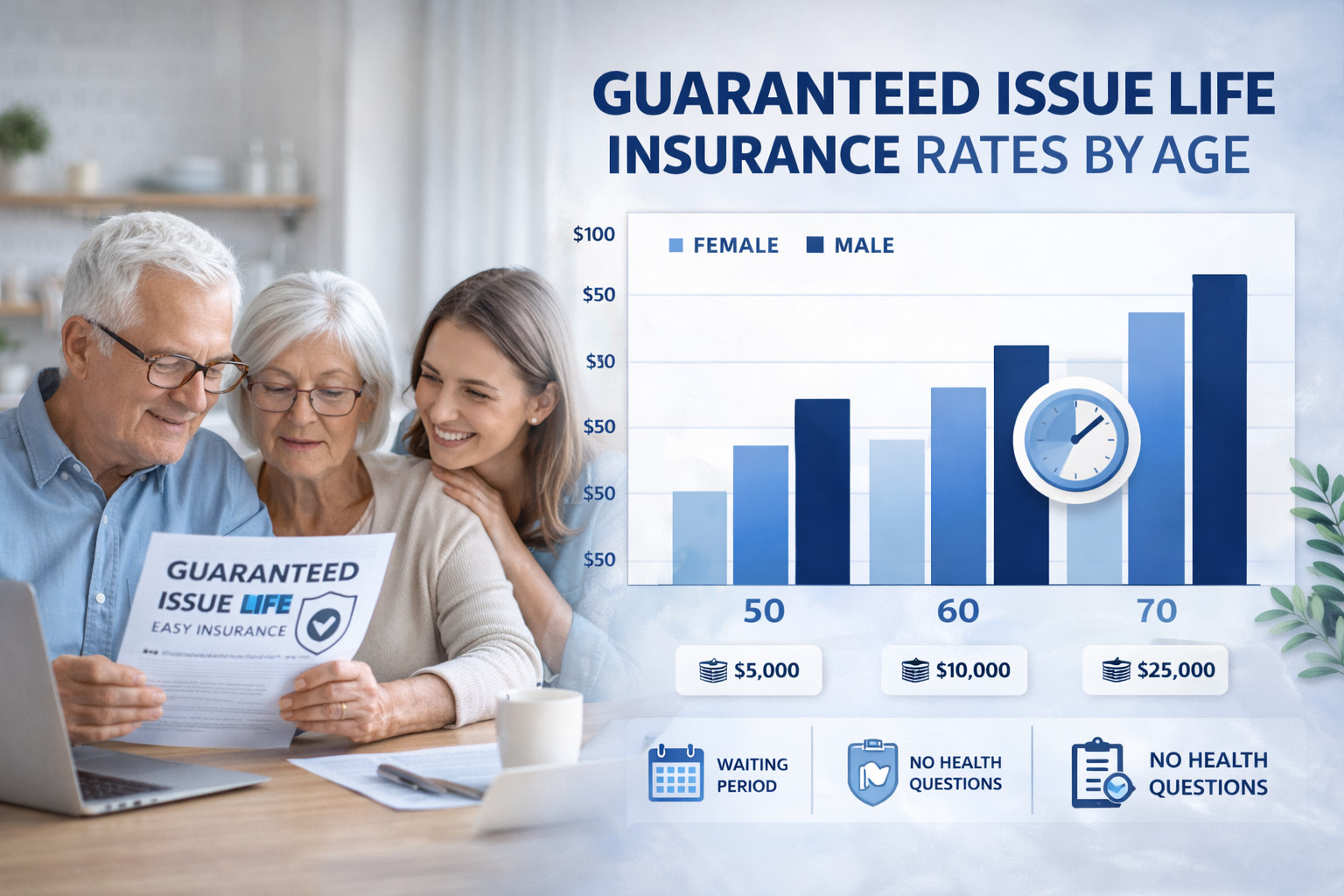 guaranteed issue life insurance rates by age chart