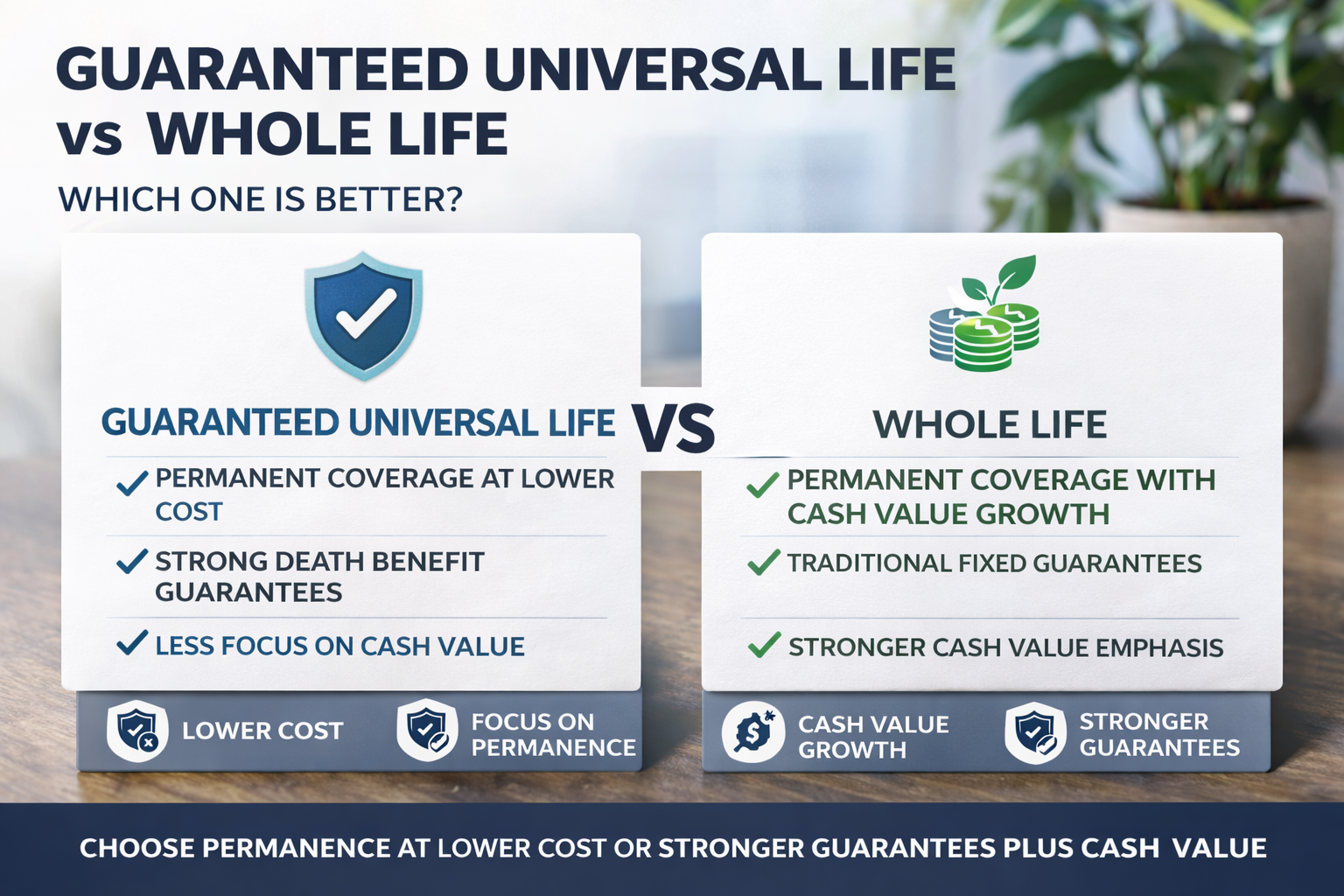 guaranteed universal life vs whole life