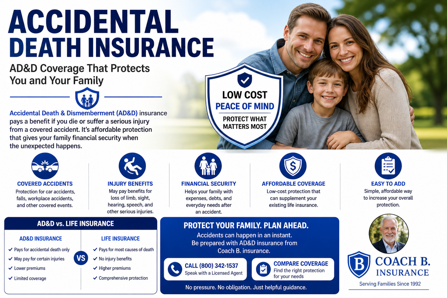 accidental death insurance AD&D coverage benefits life insurance comparison