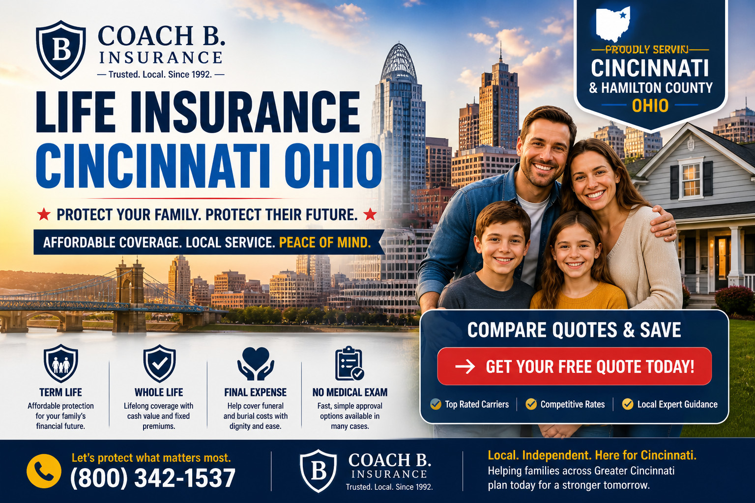 life insurance Cincinnati Ohio skyline family protection